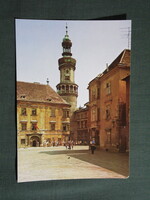Képeslap,Sopron,Storno-ház,tűztorony,utca látkép,részlet,1978-