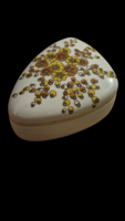 Hollóházi sárga virág mintás bonbonier-ékszertartó porcelán