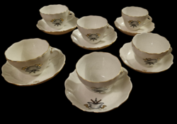 Budapest Aquincum kávés készlet porcelán tűzoltó jelképekkel (6 db csésze és alj)