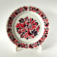 GYÖNYÖRŰ RÉGI ALFÖLDI PORCELÁN FALI DÍSZTÁNYÉR KÉZZEL FESTETT MAGYAROS MINTÁVAL