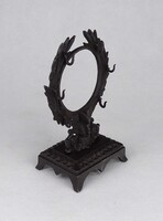 1V256 Antik 19. századi öntöttvas zsebóra tartó asztali állvány 12.4 cm