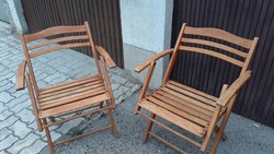 2 Bauhaus wood folding chair by Naether  2 db jó kiállású fa kerti szék