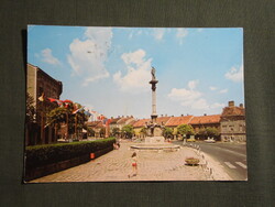 Képeslap,Sopron,Lenin körút,Szűz Mária szobor,utca látkép,részlet,1982-