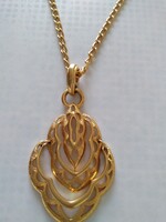 Újévi akció!!! Szép mutatós régi aranyozott nyaklánc medállal