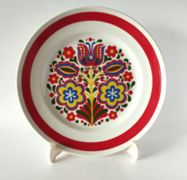 GYÖNYÖRŰ RÉGI HOLLÓHÁZI PORCELÁN FALI DÍSZTÁNYÉR KÉZZEL FESTETT MAGYAROS MINTÁVAL 2.