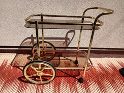 Mid century réz  zsúrkocsi bárkocsi gurulós.  Alkudható.