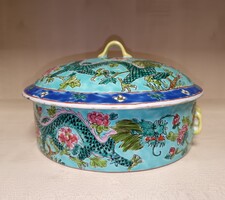 Nagyméretű Tongzhi Qing kínai porcelán fedeles tál