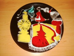 Retro iparművész kerámia falitányér - átm. 28,5 cm