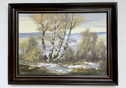 Bubelényi László (1953-2018 ) Télutó KERETEZVE 63x83 cm