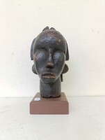 Afrikai szobor antik fa Fang népcsoport fej fa talapzaton Gabon 7794 Pol