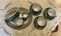 Wood’s & sons angol porcelán teás és saucer készlet, illetve Broadhurst kézzel festett porcelán tál