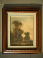 JAKUBIK  ISTVÁN , -- potom áron eladó ---SZÉP , ROMANTIKUS  TÁJKÉP FESTMÉNY , ELEGÁNS KÉPKERETBEN
