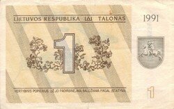 1 talonas 1991 Litvánia 1-es alatt szöveg van