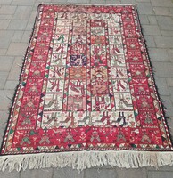 Iráni kézi Soumak Shahsavan  verneh selyem Kilim geometrikus állafigurás mintával. .Alkudható!