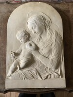 Antik kerámia fali dísz, F. Scholze: Madonna kisded 1920-as évek