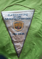 Kelet -Német sport zászló, nemzetközi motocrossz versenyről, 1972-ből, 39x  29 cm