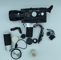 Minolta Autopak-8 D12 8 mm kamera szett, tokjával és tartozékaival
