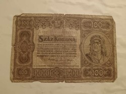 100 korona 1920-ból, elég viseltes állapotban