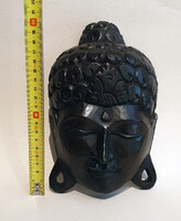 Bali szigeteki, kézi faragású buddha fej, sámánfából (Albizia saman). (20cm)