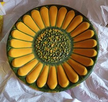 Retró, mid century kerámia napraforgó falitál