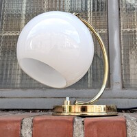 Art deco - Bauhaus réz asztali lámpa felújítva - tejüveg ernyő