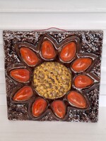 Retró iparművészeti falikerámia -NAP-, 23 x 23 cm, hibátlan