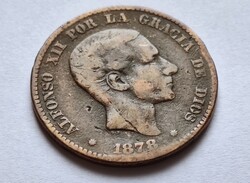 Spanyolország 10 Centimos 1878, Alfonso XII.