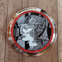 Régi Hollóházi Szász Endre porcelán falidísz platinával