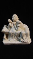 Jelzett Ősi-Blazsek antik porcelán szobor , anya gyermekével