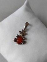 Régi antik Ezüst Medál,eredeti borostyánkővel