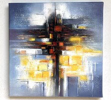 Obermayer (1965- ) A határok áttörése 30x30 cm absztrakt olaj-vászon
