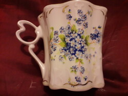Gyűjtőknek:H&C Kézzel festett hand painted nefelejcs mintával porcelán bögre hibátlan 9x9cm.
