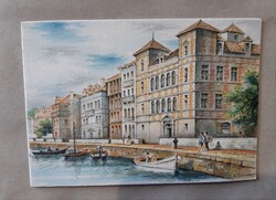 G. A. DUMARAIS: SAINT JEAN DE LUZ - LITOGRÁFIA, AKVARELL, GRAFIKA KÉP, KÉPESLAP - ALKUDHATÓ!