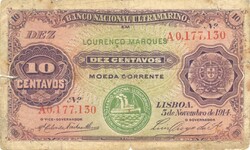 10 centavo centavos 1914 Portugál Mozambik Lourenco Marques 2.