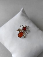 Régi antik Ezüst Bross Kitüző,eredeti borostyánkővel