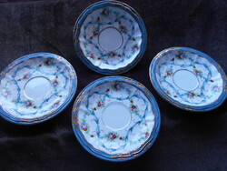 4 db antik  virág mintával kézzel festett porcelán tálka, csészealj