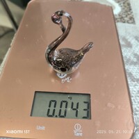Mini üveg hattyú figurális szobor eladó! 6 cm