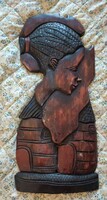 AFRIKAI NŐ, FARAGOTT  ASSZONY FALI SZOBOR 47X20 CM