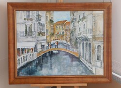 Virág Éva Velence festmény 93x73 cm kerettel