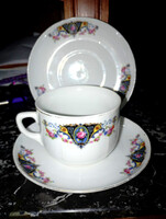Szeci RÓZSÁS  TEÁS CSÉSZE + 2 ALJ  - Art&Decoration