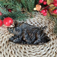 Vaddisznó figurális réz vagy bronz tálka asztali kártyatartó