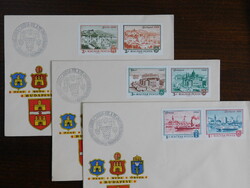FDC szett: 1972. Óbuda-Buda-Pest - bélyegsor 3db borítékon
