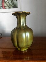 Zsolnay eozin gerezdes váza - 16 cm