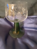 Zöld talpas szőlős pohár ritkább 14 cm