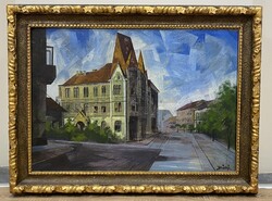 Biró,  Városrészlet - 70x100 cm olaj/vászon