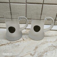 Üveg sörös korsó réz címerrel 2 db eladó!