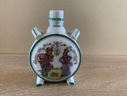 Zsolnay kisméretű porcelán kulacs népi motívummal