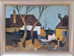 Zalaváry Miklós (1929-1981) : Bölcskei utca, Képcsarnokos, 60x80 cm.