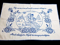 Régi kézzel hímzett konyhai falvédő, fali kép 77 x 50 cm