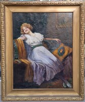 Pammer János (1885-) : Hölgy a pamlagon